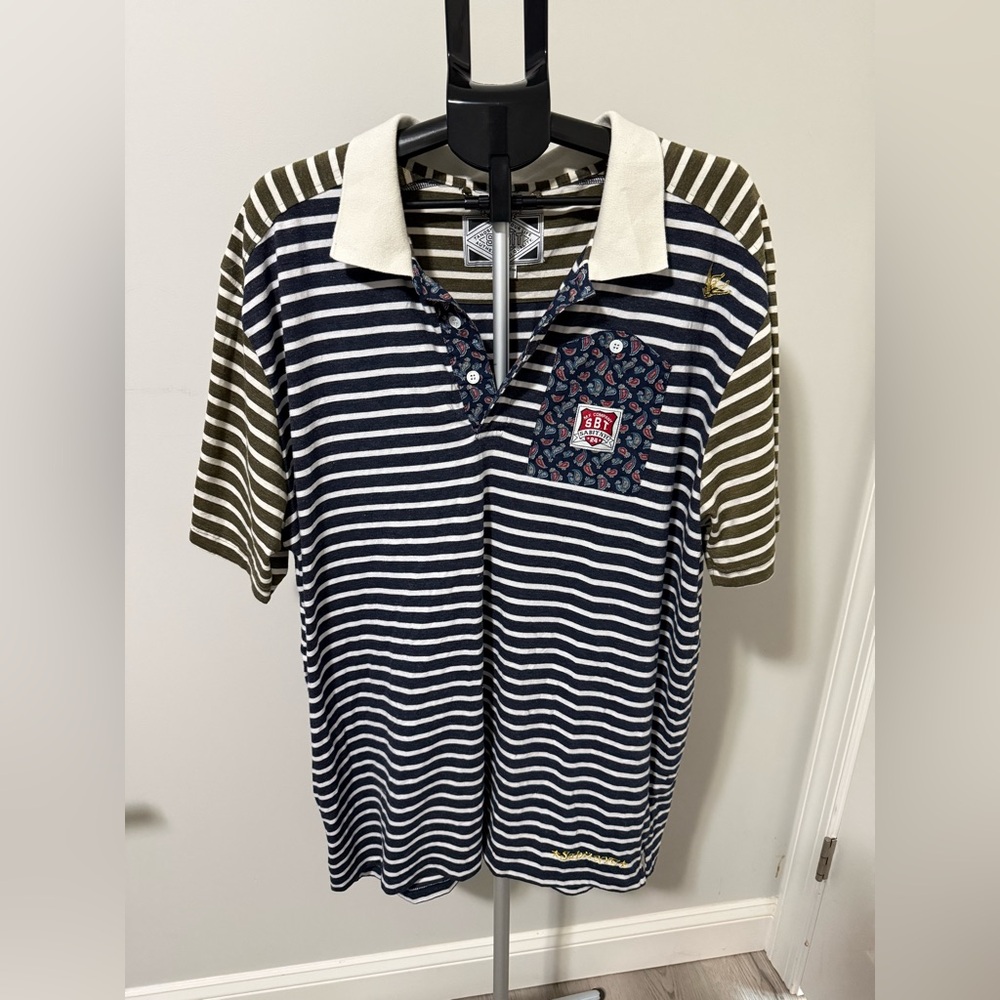 Sabit Polo Shirt Mens 3XL Short Sleeve Performance Golf Hidden Zip Pocket